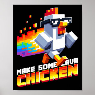 Affiche Jeu drôle humour mème faire du pixel art de poulet