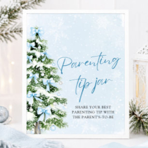 Affiche Jeu du pot à conseils de parenting avec un sapin d