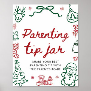 Affiche Jeu du pot de conseils de parentalité de Noël en r