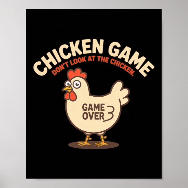 Affiche Jeu du poulet Ne regardez pas le poulet Drôle Défi (Devant)