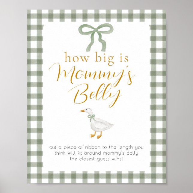 Affiche Jeu du Ventre de Maman Silly Goose Green Gingham (Devant)