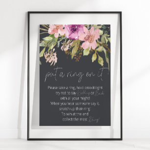 Affiche Jeu Dusty Pink Purple Floral Mets un Anneau dessus