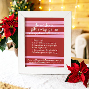 Affiche Jeu échange cadeau secret Père Noël Cabana Pink