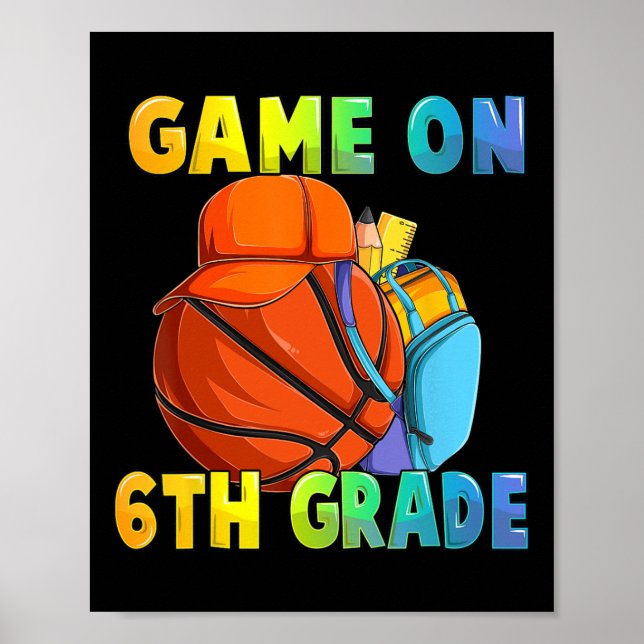 Affiche Jeu En 6E Année Premier Jour De L'École Basketball (Devant)