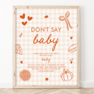 Affiche Jeu Fall Orange Gingham Cutie Pie Ne dis pas Bébé