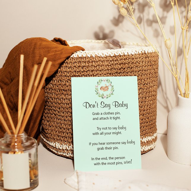 Affiche Jeu Floral Sleeping Deer Green "Don't Say Baby" (Créateur téléchargé)