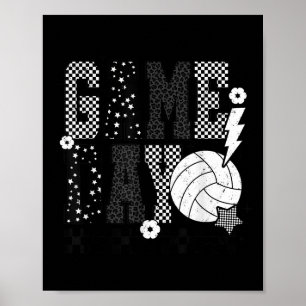 Affiche Jeu Jour Volleyball À damiers Funny Volleyball