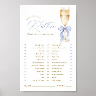 Affiche Jeu numérique 'Champagne Bleu Ruban Would She Rath
