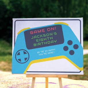 Affiche Jeu On & Level Up Vidéo Jeu Garçon Anniversaire