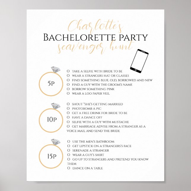 Affiche Jeu photo de la partie Bachelorette de chasse à l' (Devant)