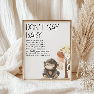 Affiche Jeu pour Baby Shower : Les bébés animaux de la nur