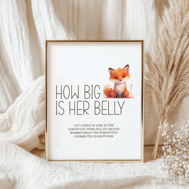 Affiche Jeu pour Baby Shower 'Petit Renard Gros Ventre' (Créateur téléchargé)