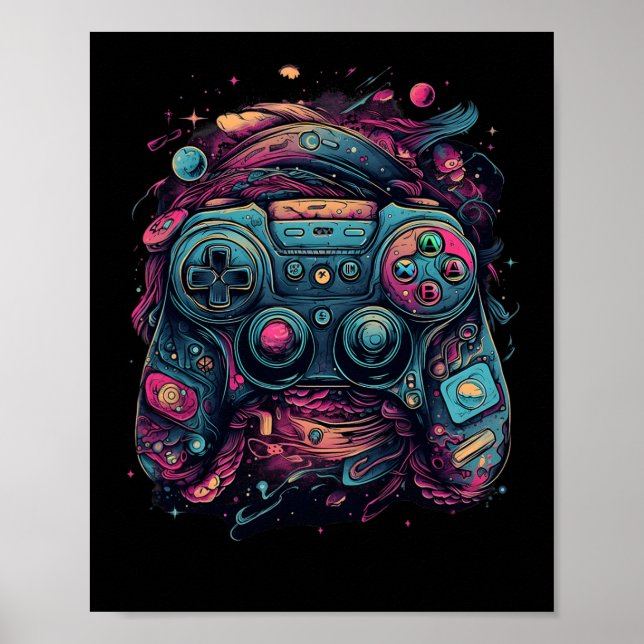 Affiche Jeu Rave Gamer Nerd Pc Gamer Abstrait Graphics (Devant)