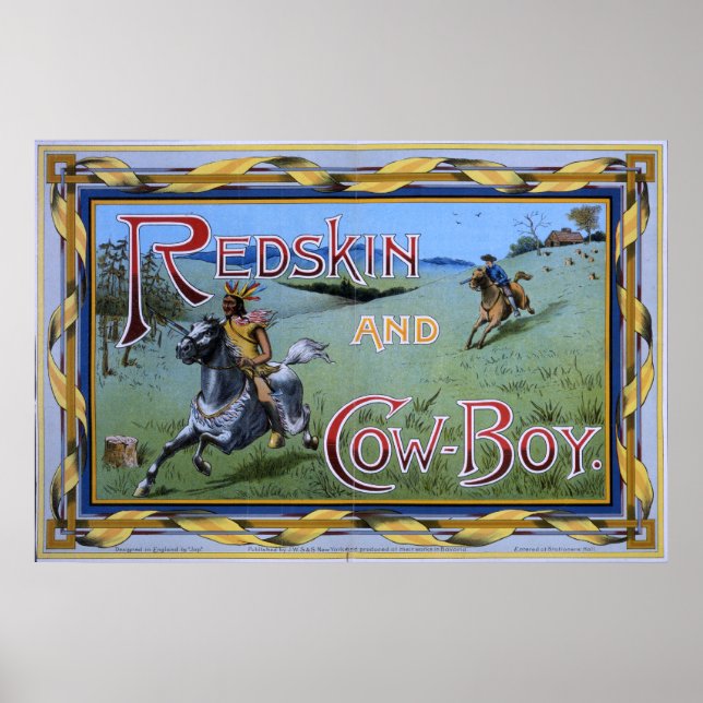 Affiche Jeu Redskin et Cowboy 1897 (Devant)