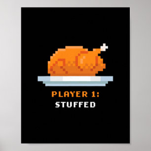 Affiche Jeu Rétro Arcade Pixelisé Dinde – Joueur 1 Truc