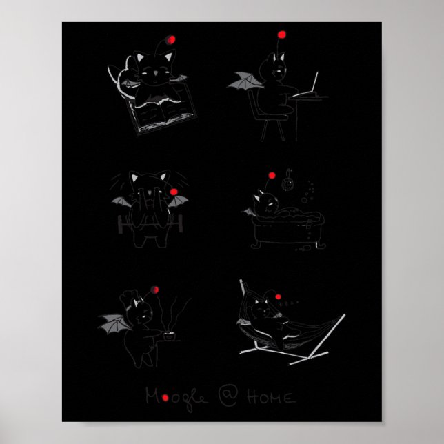 Affiche Jeu Retro Kawaii Jeu Vidéo Moogle Kupo Gamer 3 (Devant)