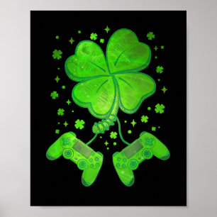 Affiche Jeu Shamrock Jour de la Saint Patrick Gamer Boys H