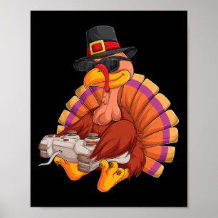 Affiche Jeu Thanksgiving Turquie Gamer Boys Enfants Ados G