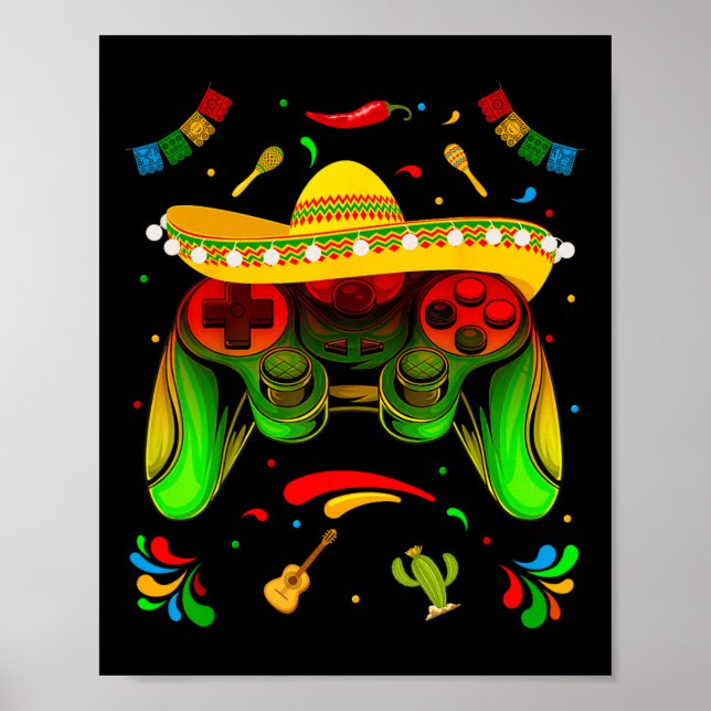 Affiche Jeu vidéo amusant Cinco De Mayo Garçons Enfants Fi (Devant)