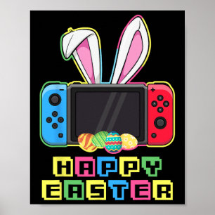 Affiche Jeu Vidéo Bunny Pâques Funny Gaming Controller Ga