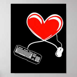 Affiche Jeu Vidéo Clavier Et Souris De Gamer Coeur Jeu L