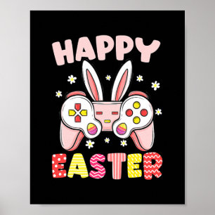 Affiche Jeu Vidéo Contrôleur Bunny Gamer Joyeux Pâques