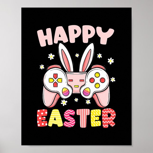 Affiche Jeu Vidéo Contrôleur Bunny Gamer Joyeux Pâques (Devant)