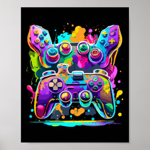 Affiche Jeu vidéo contrôleur de peinture goutte coloré Gam