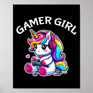 Affiche Jeu Vidéo Cute Jeu Unicorn Gamer Girl 1