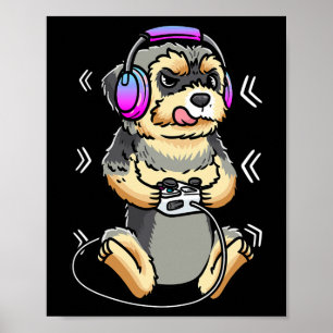Affiche Jeu vidéo de chien Morkie Console de jeu Joueur