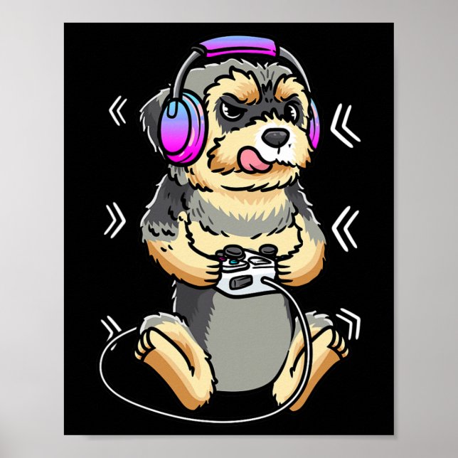 Affiche Jeu vidéo de chien Morkie Console de jeu Joueur  (Devant)