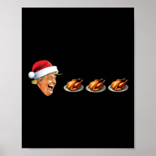 Affiche Jeu vidéo de Noël Trump Visage Mangeant la dinde J