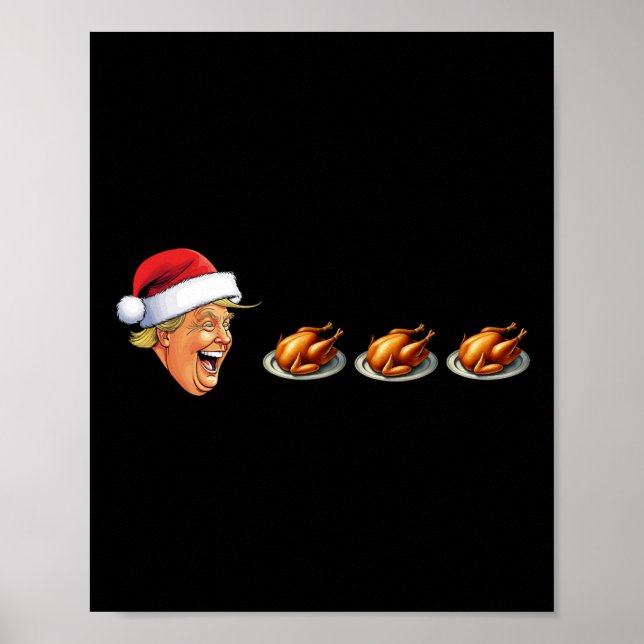 Affiche Jeu vidéo de Noël Trump Visage Mangeant la dinde J (Devant)