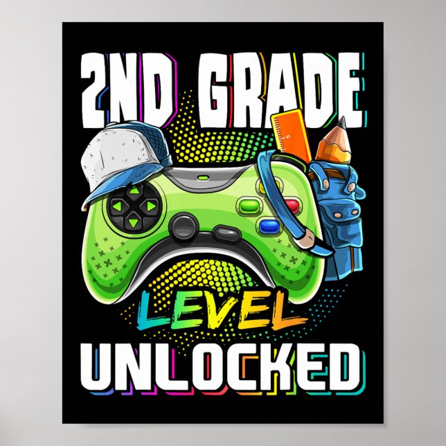 Affiche Jeu vidéo déverrouillé de 2e année Ck à l'école B (Devant)