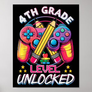 Affiche Jeu vidéo déverrouillé de 4e année à l'école