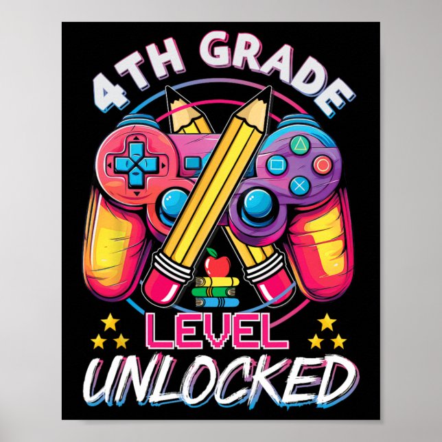 Affiche Jeu vidéo déverrouillé de 4e année à l'école (Devant)