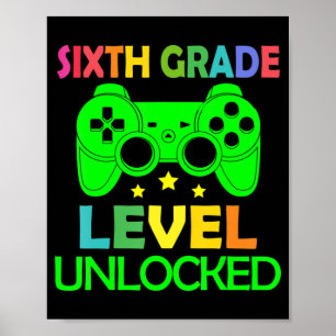 Affiche Jeu vidéo déverrouillé de 6e année Retour à l'écol