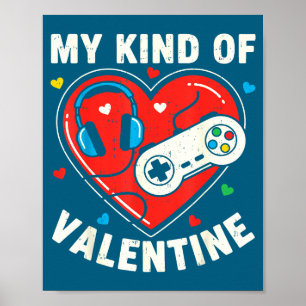 Affiche Jeu Vidéo Drôle Gamer Saint-Valentin Pour Adolesce