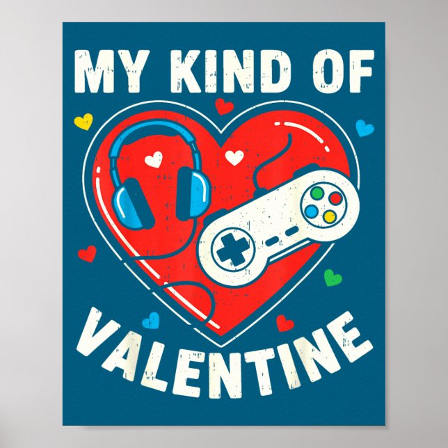 Affiche Jeu Vidéo Drôle Gamer Saint-Valentin Pour Adolesce (Devant)