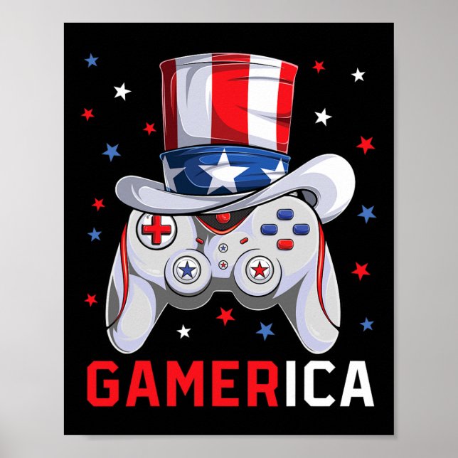 Affiche Jeu vidéo du 4 juillet Drapeau américain Oncle Sam (Devant)