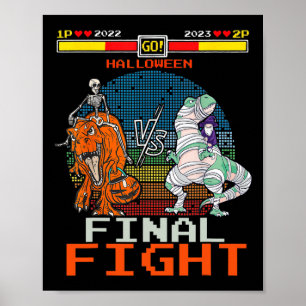 Affiche Jeu vidéo Halloween T-rex Skeleton maman - Final