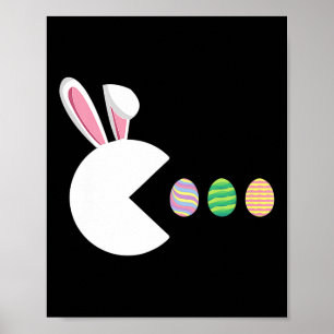 Affiche Jeu Vidéo Oeufs Bunny Joueur de Pâques Enfants gar