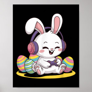 Affiche Jeu Vidéo Pâques Bunny Contrôleur Jeu Gamer Bo