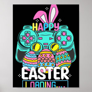 Affiche Jeu Vidéo Pâques Bunny Gaming Contrôleur Gamer Bo