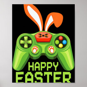 Affiche Jeu Vidéo Pâques Bunny Gaming Contrôleur Gamer Bo