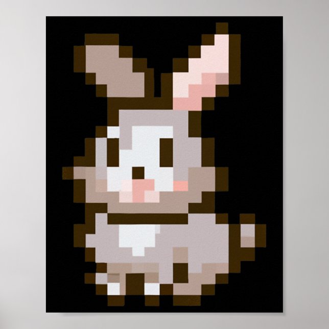 Affiche Jeu Vidéo Pâques Pixelé Mignonne Drôle Bunn Pâques (Devant)