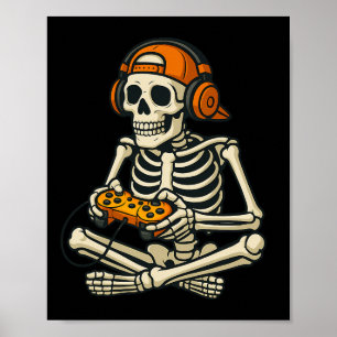 Affiche Jeu vidéo Skeleton Halloween Jeu Ados Gamer M