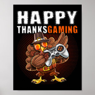 Affiche Jeu vidéo Thanksgiving Dabbing Turquie Pilgrim Boy