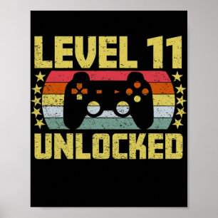 Affiche Jeu Vintage 11e anniversaire Cadeau 11 ans Garçon