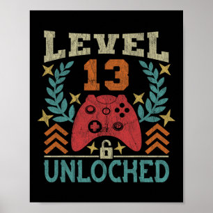 Affiche Jeu Vintage 13e anniversaire Cadeau 13 ans Garçon
